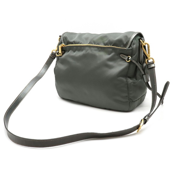 Prada Messenger Diagonal Gray Bag Leather Nylon - Picture 1 of 9